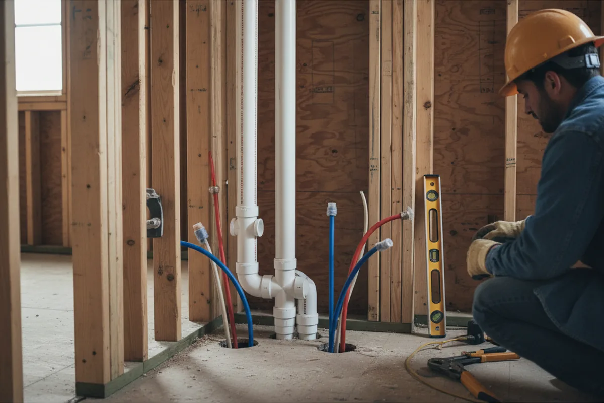 Drain and supply rough-in during Leak Detection in Rockwood